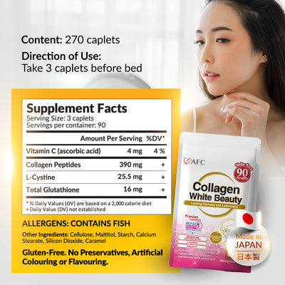 AFC Collagen White Beauty Gluthathione -Fair Skin Whitening Dark Spots Acne Scar Pigmentation - Lifestream Group US