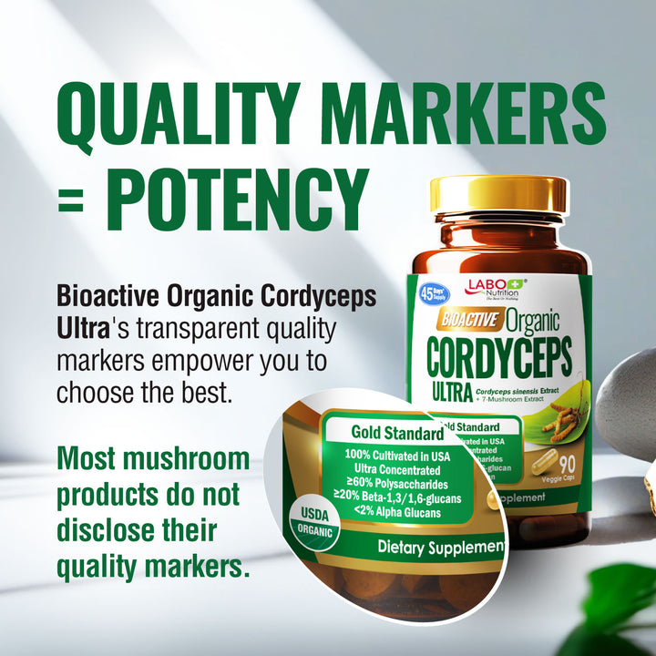 LABO Nutrition Bioactive Organic Cordyceps Ultra—7 Mushroom Extracts—Respiratory Health - Lifestream Group US