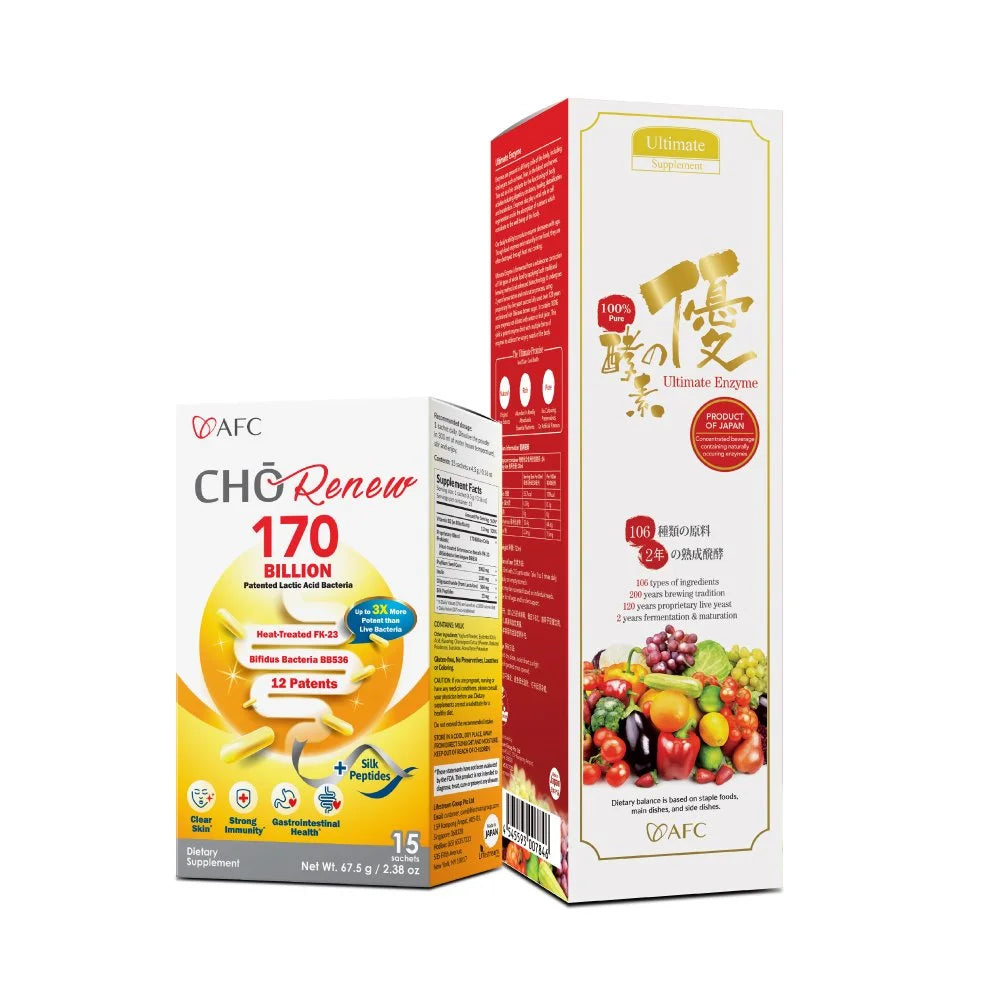 AFC Ultimate Enzyme + CHO Renew Probiotic for Detox Cleanse Digestion Slimming Diet Constipation - Lifestream Group US