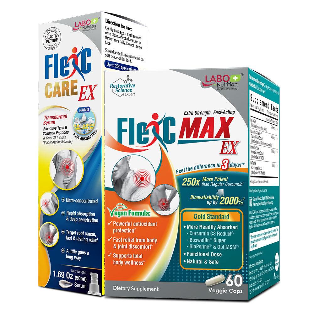 LABO FlexC MAX EX + FlexC CARE EX Knee Joint Muscle Stiff Pain Relief Curcumin Collagen - Lifestream Group US