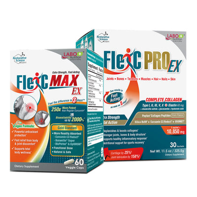 LABO FlexC MAX EX + FlexC PRO EX Collagen Curcumin for Joint Muscle Bone Neck Pain Relief - Lifestream Group US