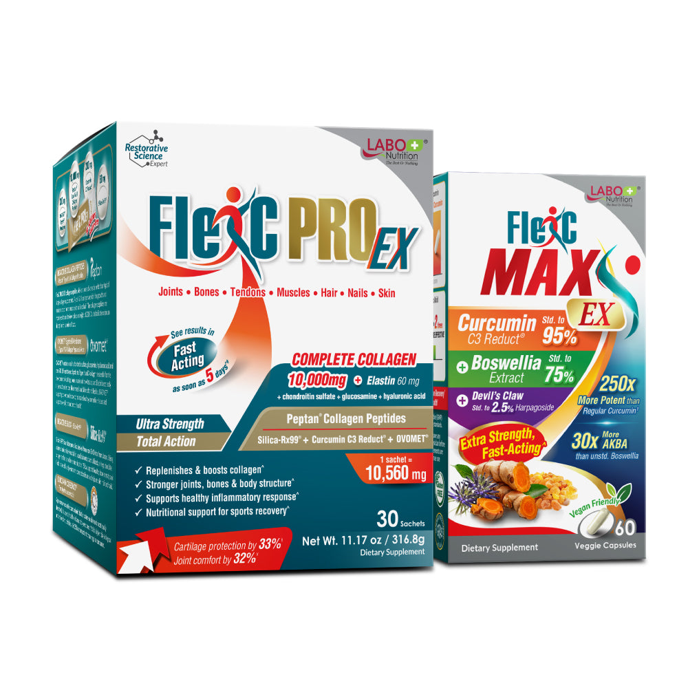 LABO FlexC MAX EX + FlexC PRO EX Collagen Curcumin for Joint Muscle Bone Neck Pain Relief - Lifestream Group US