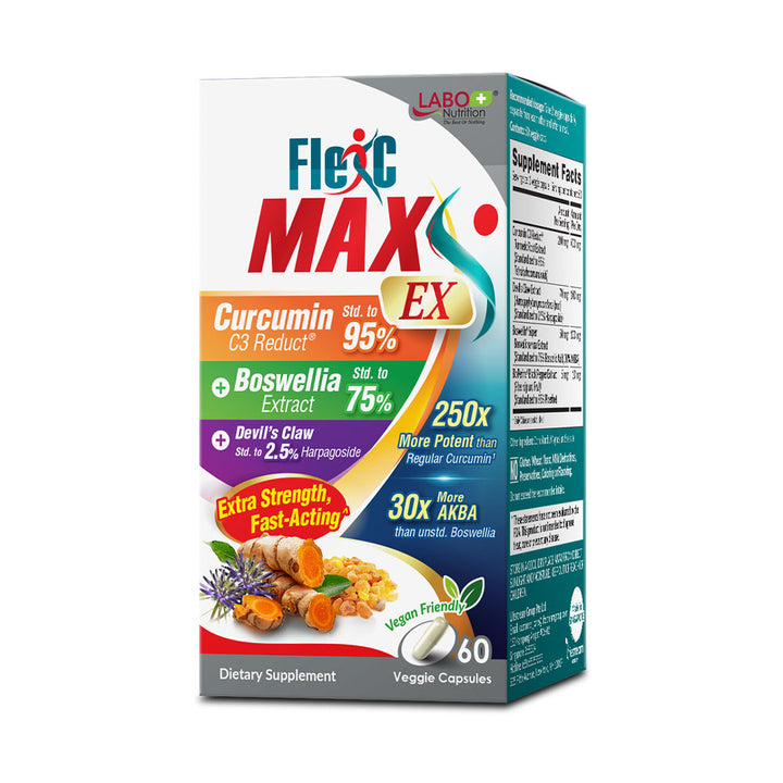 LABO Nutrition FlexC MAX EX with Turmeric Curcumin C3 Reduct 95% Tetrahydrocurcuminoids, Bioperine, Boswellia Extract &amp; Devil’s Claw, Effective Antioxidation, Joint &amp; Body Discomfort Relief - Lifestream Group US