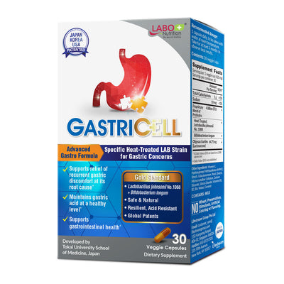 LABO Nutrition GASTRICELL - Acid Reflux, Heartburn, Recurring Gastric Discomfort For Natural Defence Against Gastric Distress, Supports Lining Integrity - Heat Treated Postbiotic, 1 Daily, 30 capsules - Lifestream Group US
