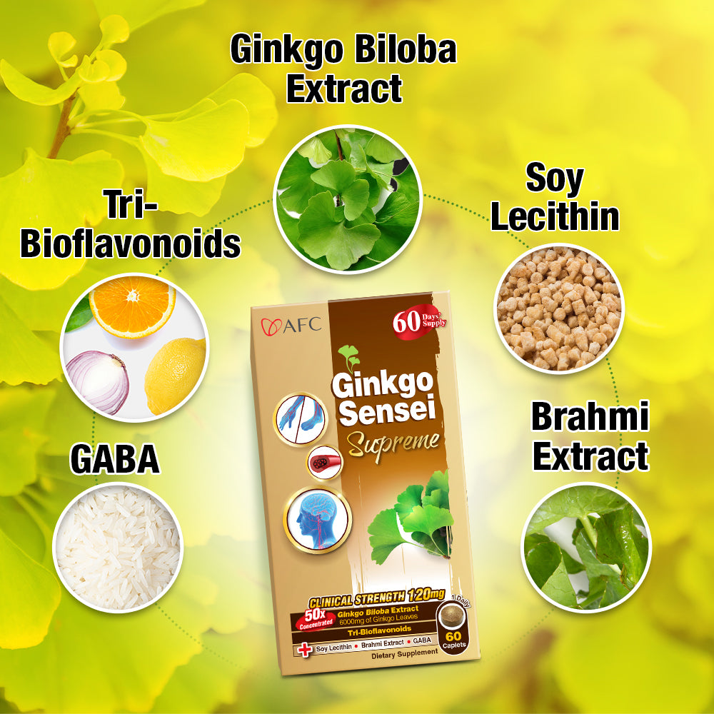 AFC Ginkgo Sensei Supreme Ginkgo Biloba Extract—Brain Memory Blood Circulation Cold Hands Feet - Lifestream Group US