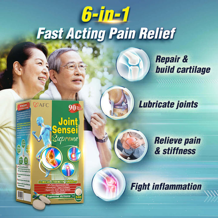AFC Joint Sensei Supreme至尊关节舒 Glucosamine HCL+Chondroitin for Neck Shoulder Knee Joint &amp; Back Pain - Lifestream Group US