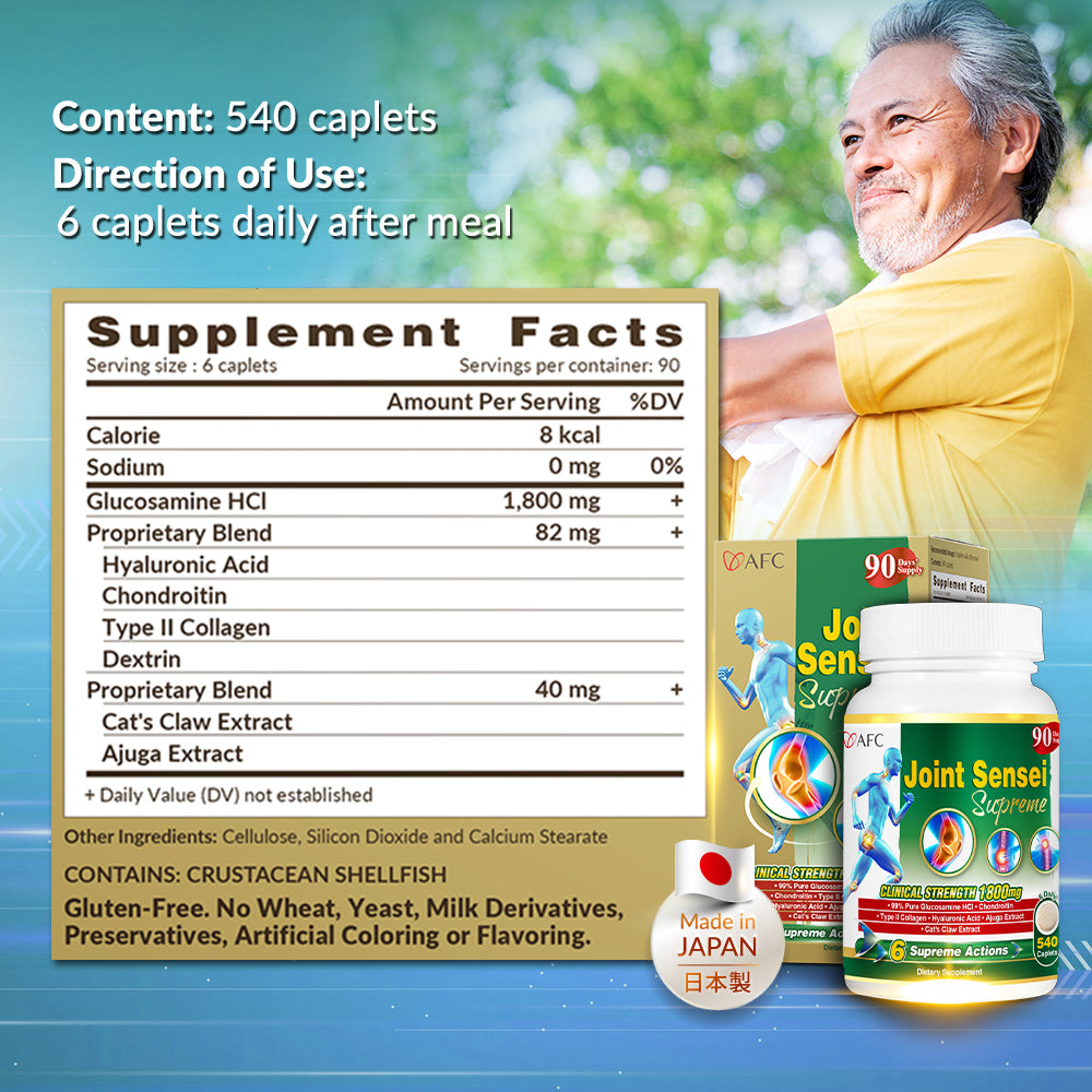 AFC Joint Sensei Supreme至尊关节舒 Glucosamine HCL+Chondroitin for Neck Shoulder Knee Joint &amp; Back Pain - Lifestream Group US