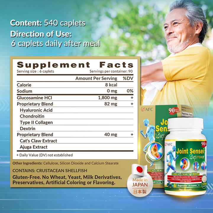 AFC Joint Sensei Supreme至尊关节舒 Glucosamine HCL+Chondroitin for Neck Shoulder Knee Joint &amp; Back Pain - Lifestream Group US