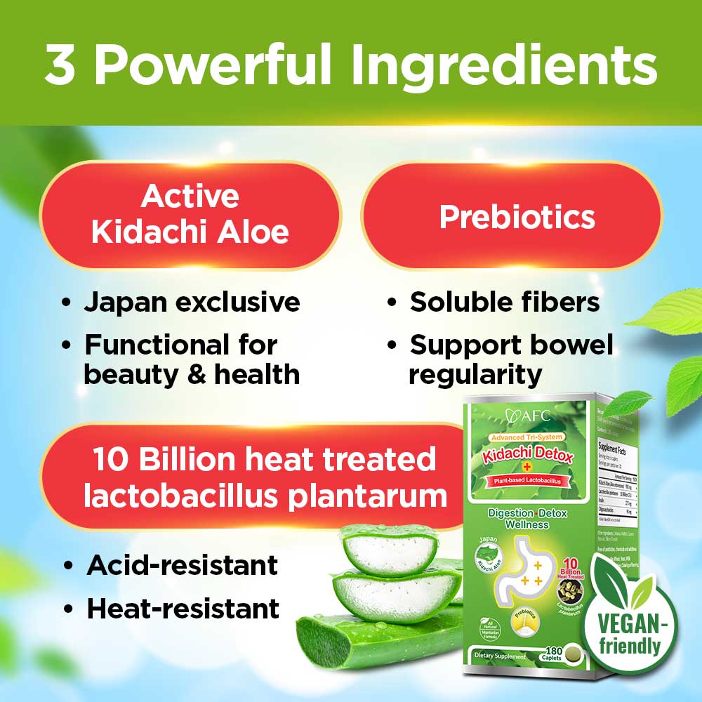 AFC Kidachi Detox—Digestion &amp; Detox - Bloating Gastric Heartburn Probiotic Prebiotic - Lifestream Group US