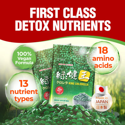 AFC King Chlorella (1000 caplets) Superfood for Detox Digestion Weight Immune Skin - Lifestream Group US