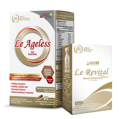 LABO Nutrition Le Ageless + Le Revital Placenta Essence 1's - 抗老化胎盘素精华 紧致抗皱 更年期调理 & 日本胎盘精华液 抗老抗皱/缩毛孔/紧致/淡斑 - Lifestream Group US