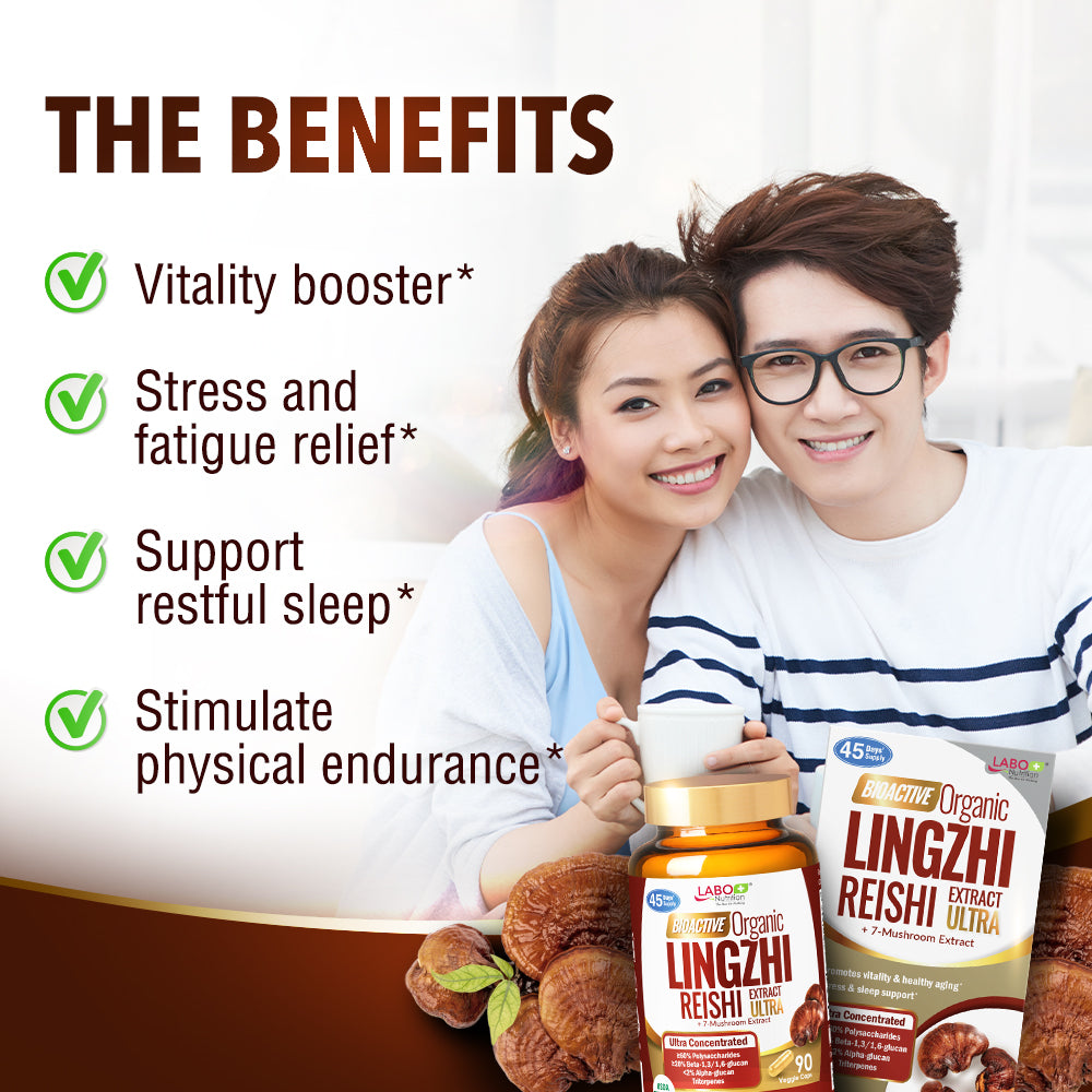 LABO Nutrition Bioactive Organic Lingzhi - Immunity Sleep Support &amp; Stress Relief - Lifestream Group US