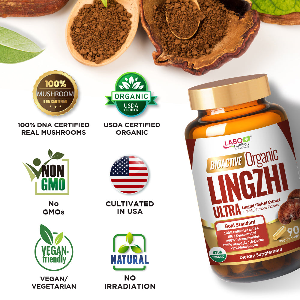 LABO Nutrition Bioactive Organic Lingzhi - Immunity Sleep Support & Stress Relief