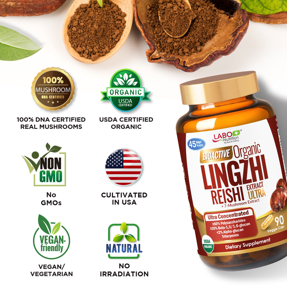 LABO Nutrition Bioactive Organic Lingzhi - Immunity Sleep Support &amp; Stress Relief - Lifestream Group US