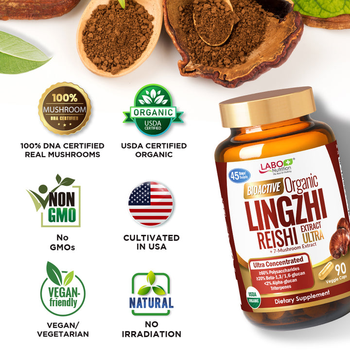 LABO Nutrition Bioactive Organic Lingzhi - Immunity Sleep Support &amp; Stress Relief - Lifestream Group US