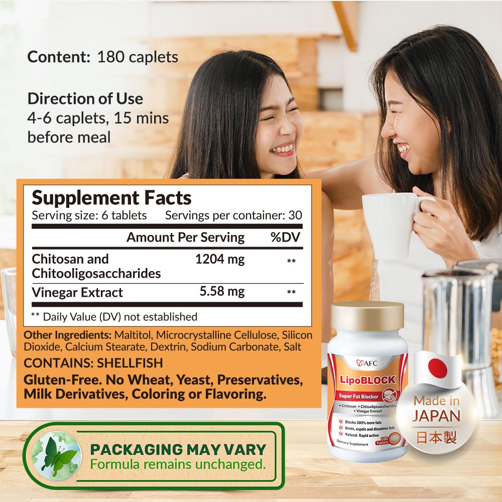 AFC LipoBlock Block Fats &amp; Calories - Loss Weight Slimming-Take Before Snacks Oily Foods - Lifestream Group US