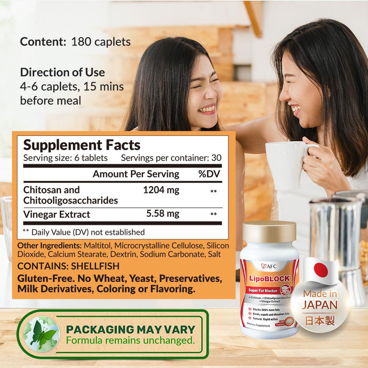 AFC LipoBlock Block Fats &amp; Calories - Loss Weight Slimming-Take Before Snacks Oily Foods - Lifestream Group US