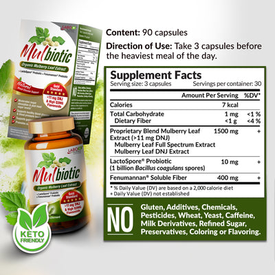 LABO Mulbiotic Capsule Glucose Support-Blood Sugar Diabetes Weight Appetite-Mulberry Extract - Lifestream Group US