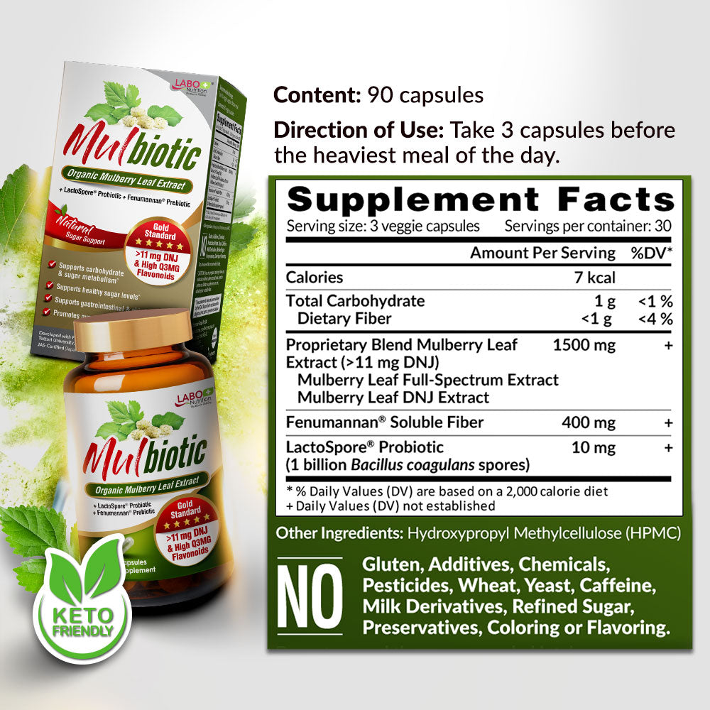 LABO Mulbiotic Capsule Glucose Support-Blood Sugar Diabetes Weight Appetite-Mulberry Extract - Lifestream Group US