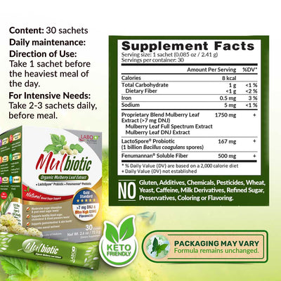 LABO Mulbiotic Sachet Glucose Support-Blood Sugar Diabetes Weight Appetite-Mulberry Extract - Lifestream Group US