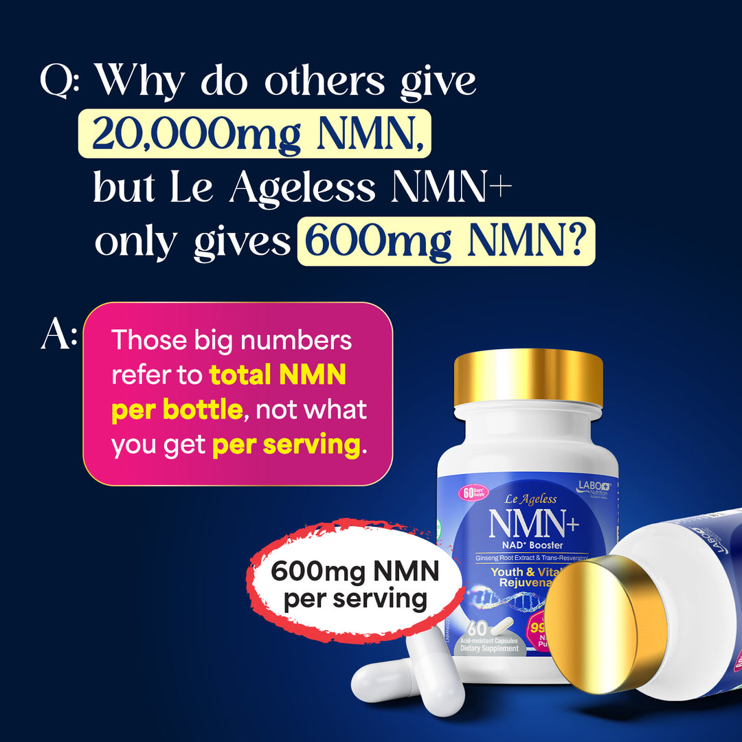 LABO Nutrition Le Ageless NMN+ with NAD+ Boosters for Anti Aging Vitality Energy Metabolism Brain Heart Sleep 60 capsules - Lifestream Group US