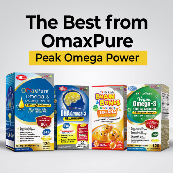 LABO Nutrition OmaxPure DHA Omega 3 Fish Oil | IFOS Certified High Strength rTG Omega 3 Fatty Acids Supplement with DHA &amp; EPA - for Brain, Eye Prenatal Support | 120 Mini Softgels, 60 Servings - Lifestream Group US