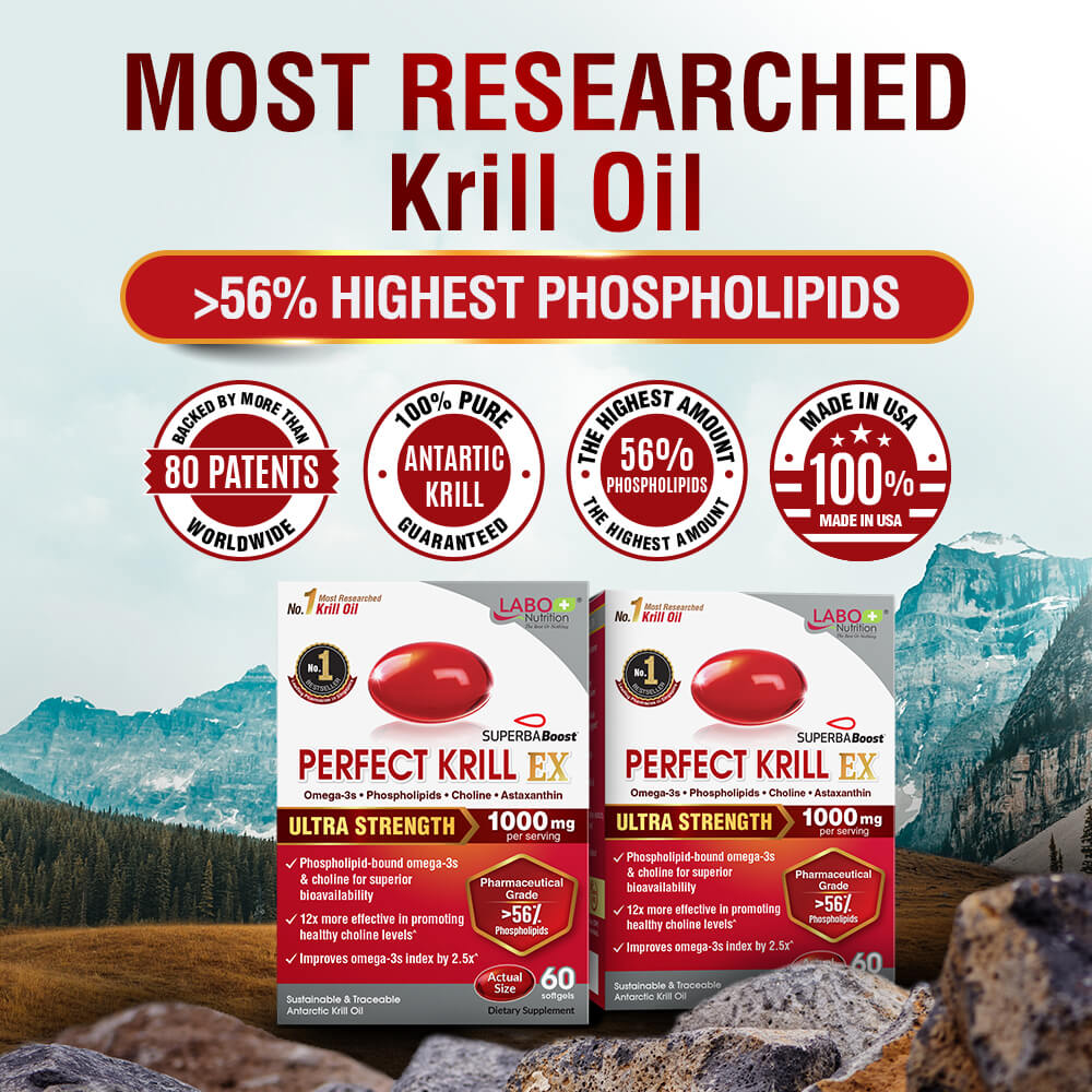 LABO Nutrition Perfect Krill EX Antarctic Krill Oil Omega 3 Phospholipid Intensive for Cholesterol - Lifestream Group US