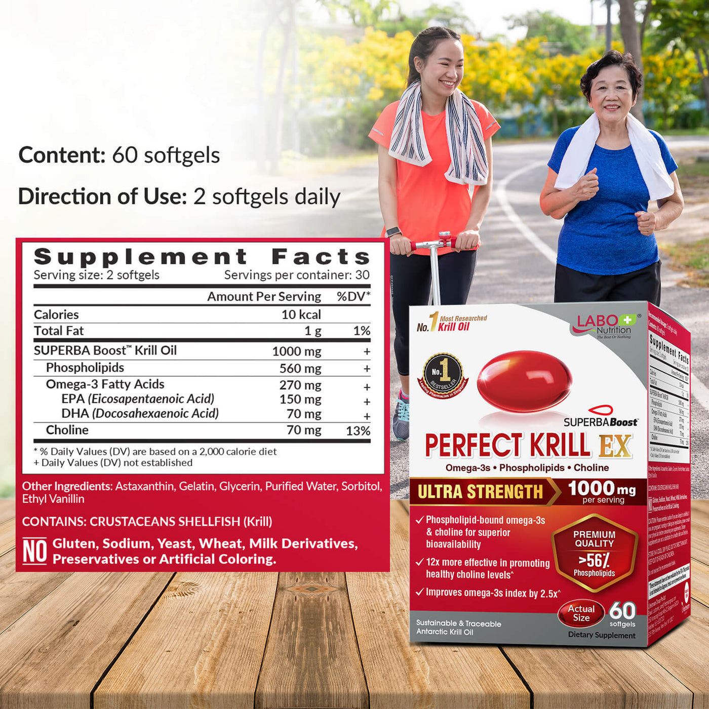 LABO Nutrition Perfect Krill EX Antarctic Krill Oil Omega 3 Phospholipid Intensive for Cholesterol