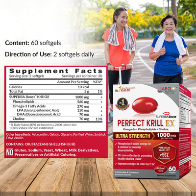 LABO Nutrition Perfect Krill EX Antarctic Krill Oil Omega 3 Phospholipid Intensive for Cholesterol