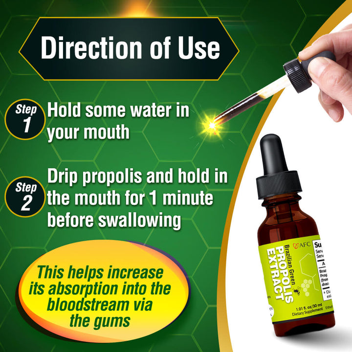 AFC Brazilian Green Propolis Extract 30ml-Cough Flu Ulcer &amp; Allergy Natural Immune Booster - Lifestream Group US