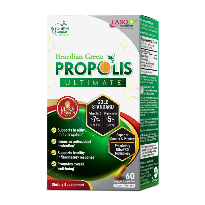 LABO Nutrition Brazilian Green Propolis Ultimate-Immunity Brain Fog Cough Sore Throat Asthma - Lifestream Group US