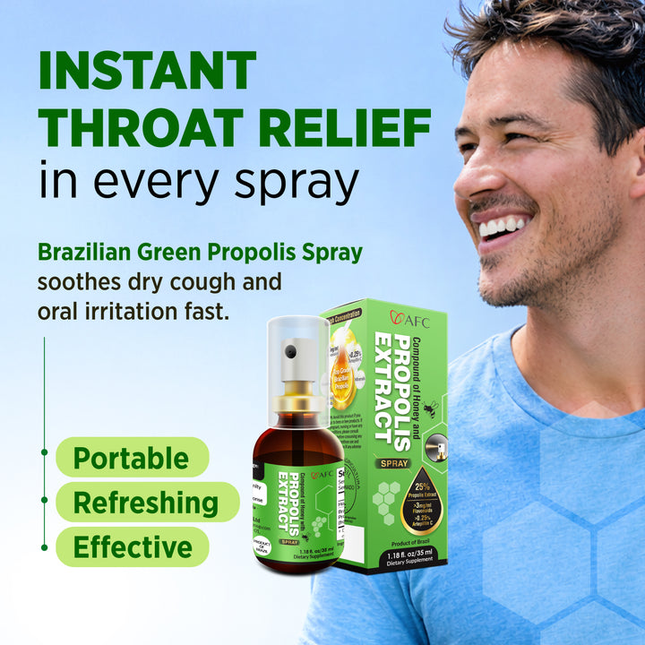 AFC Japan Brazilian Green Propolis Extract with Honey Spray, 25% Propolis Extract (35% Dry Extract), Rich in Flavonoids, for Sore Throats &amp; Immune - Lifestream Group US
