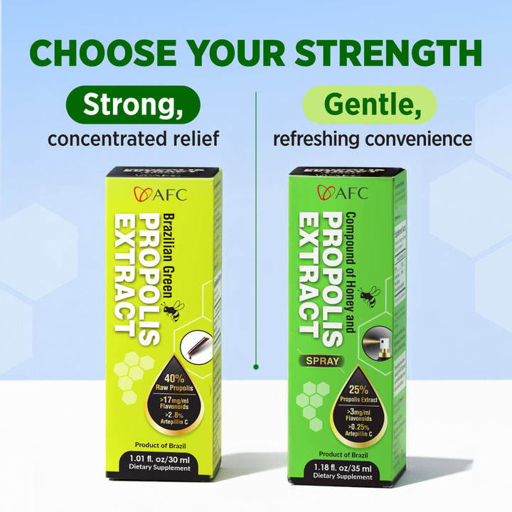 AFC Japan Brazilian Green Propolis Extract with Honey Spray, 25% Propolis Extract (35% Dry Extract), Rich in Flavonoids, for Sore Throats &amp; Immune - Lifestream Group US