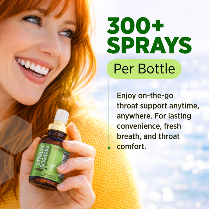 AFC Japan Brazilian Green Propolis Extract with Honey Spray, 25% Propolis Extract (35% Dry Extract), Rich in Flavonoids, for Sore Throats &amp; Immune - Lifestream Group US