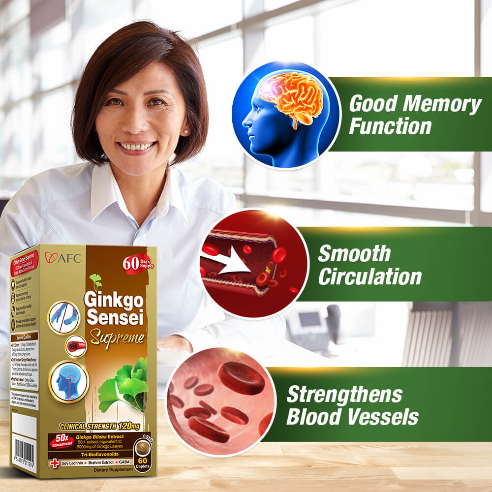 AFC Ginkgo Sensei Supreme Ginkgo Biloba Extract—Brain Memory Blood Circulation Cold Hands Feet - Lifestream Group US