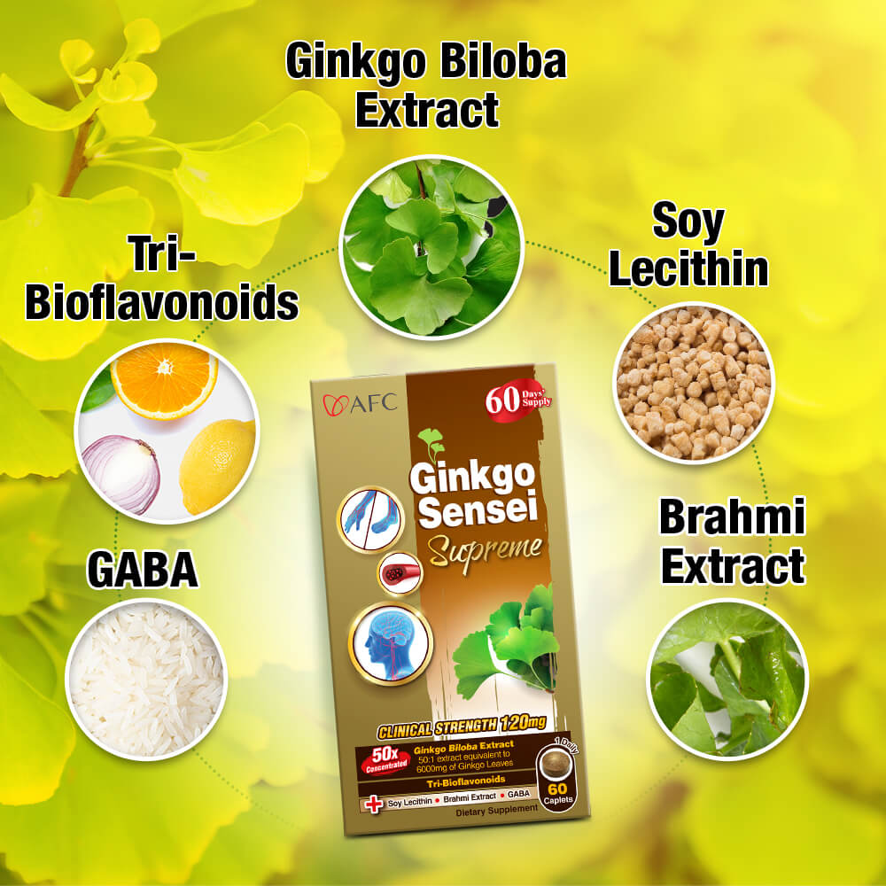 AFC Ginkgo Sensei Supreme Ginkgo Biloba Extract—Brain Memory Blood Circulation Cold Hands Feet - Lifestream Group US