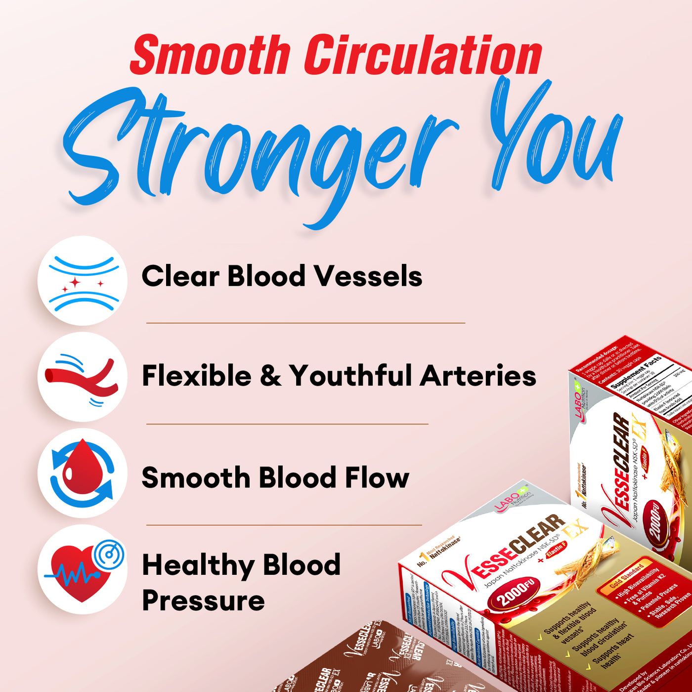 LABO Nutrition VesseCLEAR 确保通EX Nattokinase - Clean Flexible Blood Vessels Dissolve Clot - Lifestream Group US