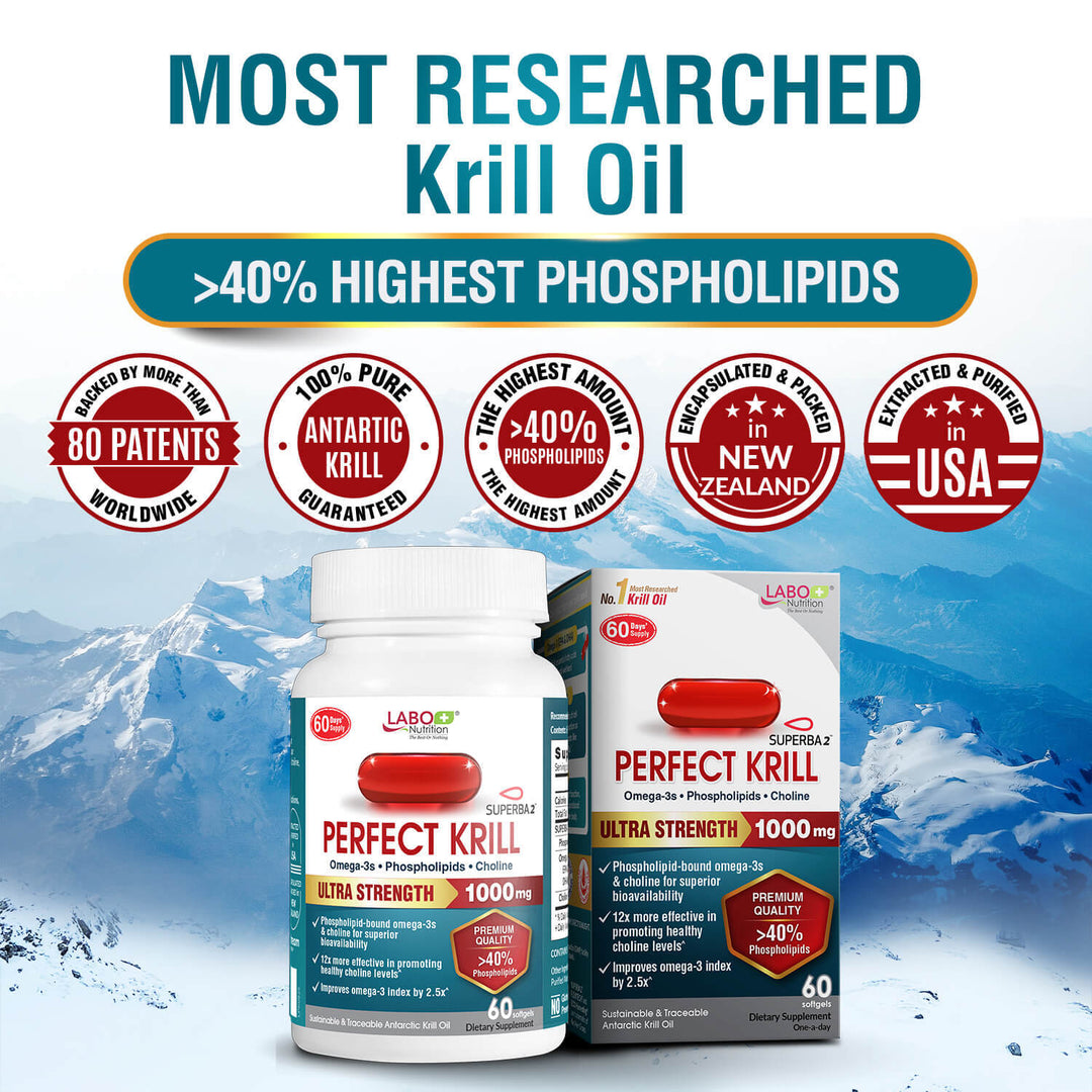 LABO Nutrition Perfect Krill 1000mg Antarctic Krill Oil Phospholipid for Brain Heart Liver - Lifestream Group US