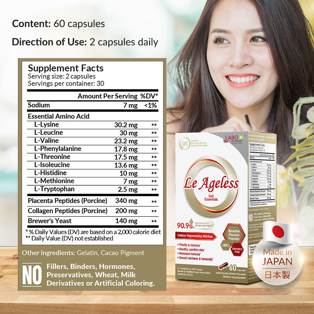 LABO Nutrition Le Ageless不老之源 Placenta Peptides Anti-Aging Skin Wrinkles Menopause Support