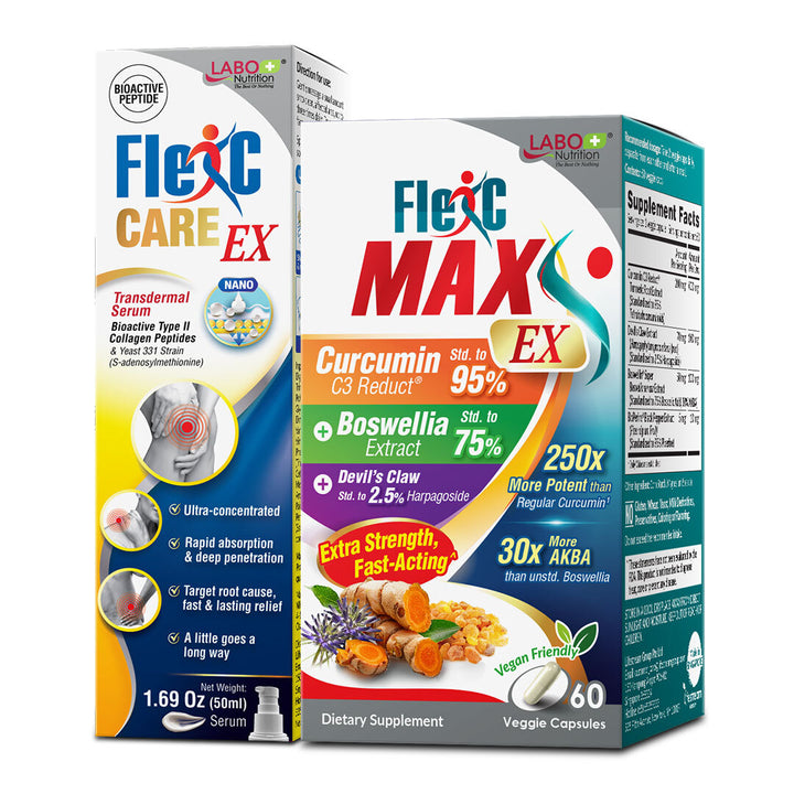 LABO FlexC MAX EX + FlexC CARE EX Knee Joint Muscle Stiff Pain Relief Curcumin Collagen - Lifestream Group US