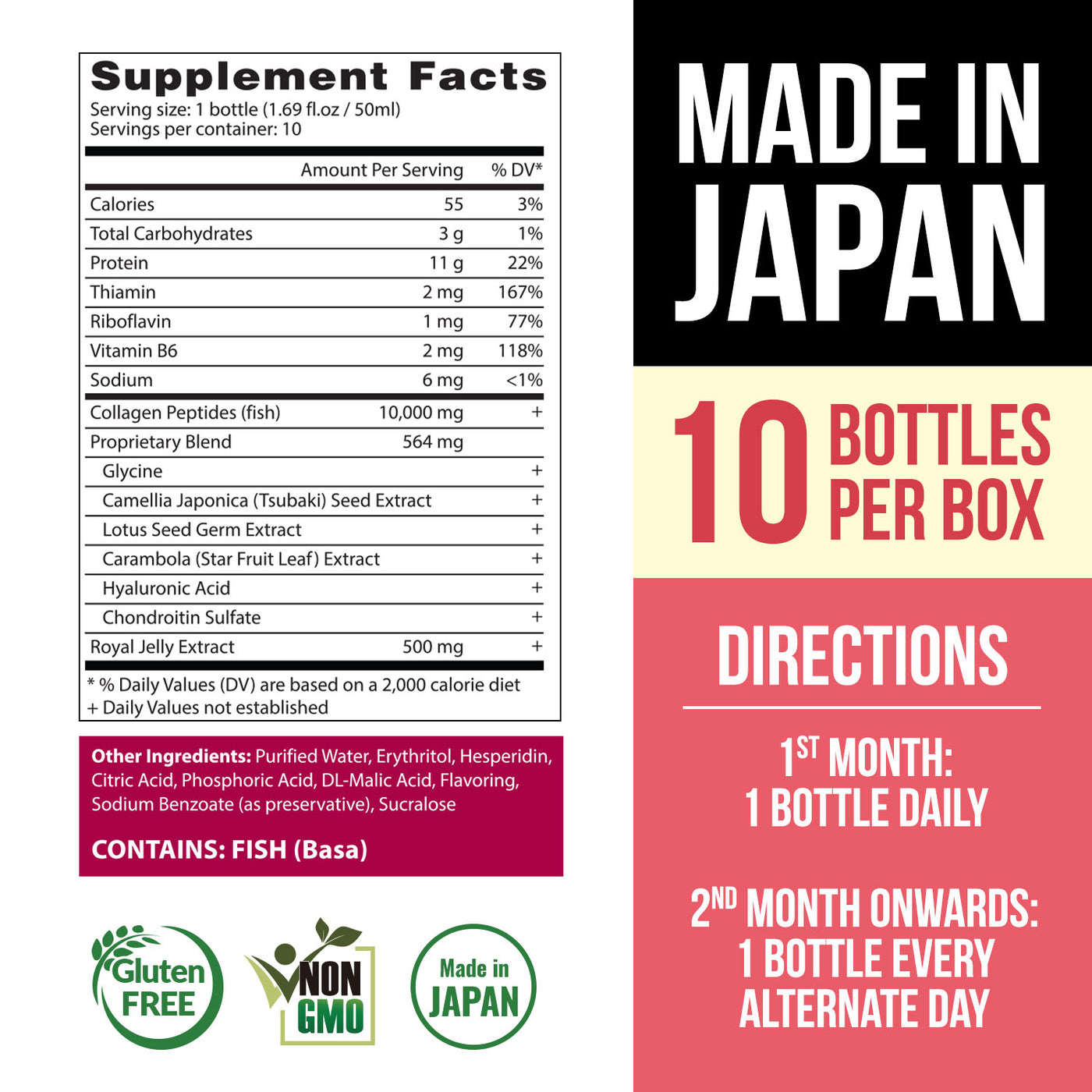 AFC Japan Tsubaki Ageless Beauty Collagen Drink with 10,000mg Marine Collagen Peptides + 500mg Royal Jelly + Hyaluronic Acid for Skin Revitalization - Lifestream Group US