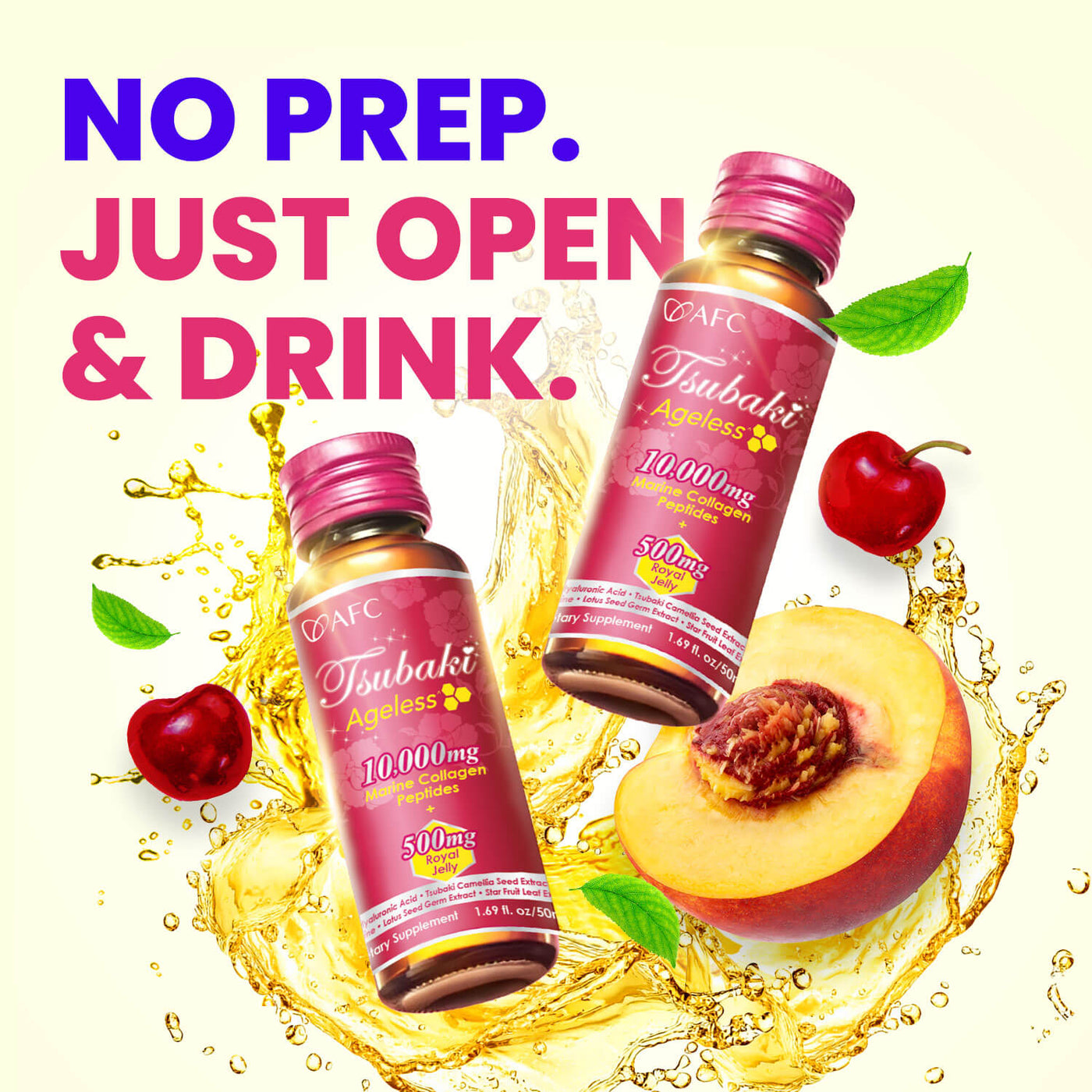 AFC Tsubaki Ageless Collagen Drink+Royal Jelly for Anti Aging Hydrating & Refines Pores