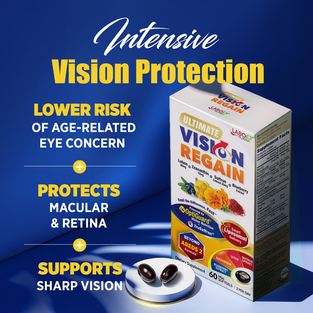 LABO Nutrition Ultimate VisionREGAIN Vision Support Supplement – Beyond AREDS2 Eye Vitamins with Lutein, Zeaxanthin, Saffron &amp; Blueberry, 60 Softgels - Lifestream Group US