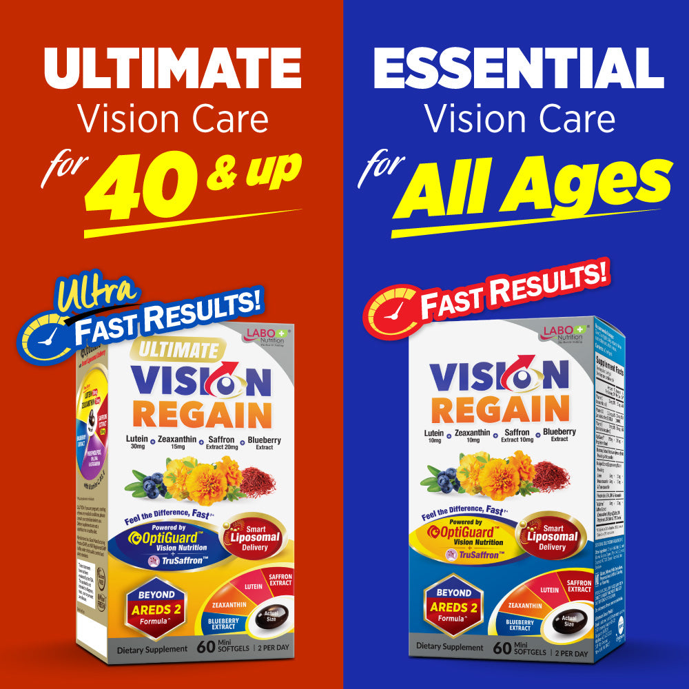 LABO Nutrition VisionREGAIN, Eye Vitamin Beyond AREDS 2 Formula with Lutein, Zeaxanthin, Saffron Extract, Blueberry for Macular and Retinal Health, Eye Fatigue, Night Vision Support 60 Counts - Lifestream Group US