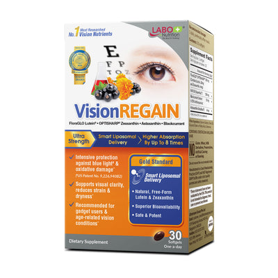 LABO Nutrition VisionREGAIN - 20mg FloraGLO Lutein, zeaxanthin, Superba Krill, AstaReal Astaxantin, Supports Eye Health, for Blue Light Protection - Lifestream Group US
