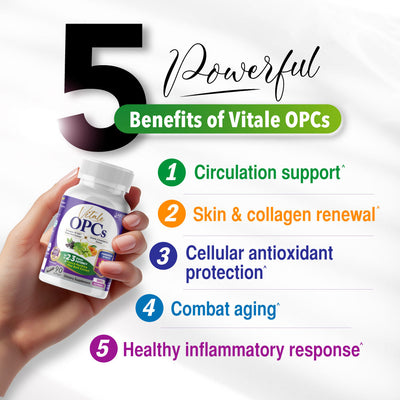 LABO Nutrition Vitale OPCs | Premium European Grape Seed Extract with Aronia, Citrus Bioflavonoids | Supports Circulation, Skin Health and Cellular Protection | 100% polyphenols 90 Softgels