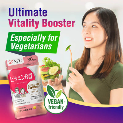 AFC Vitamin B Complex Folic Acid Boost Energy Skin Problems Stress Healthy Hair Nail - Lifestream Group US