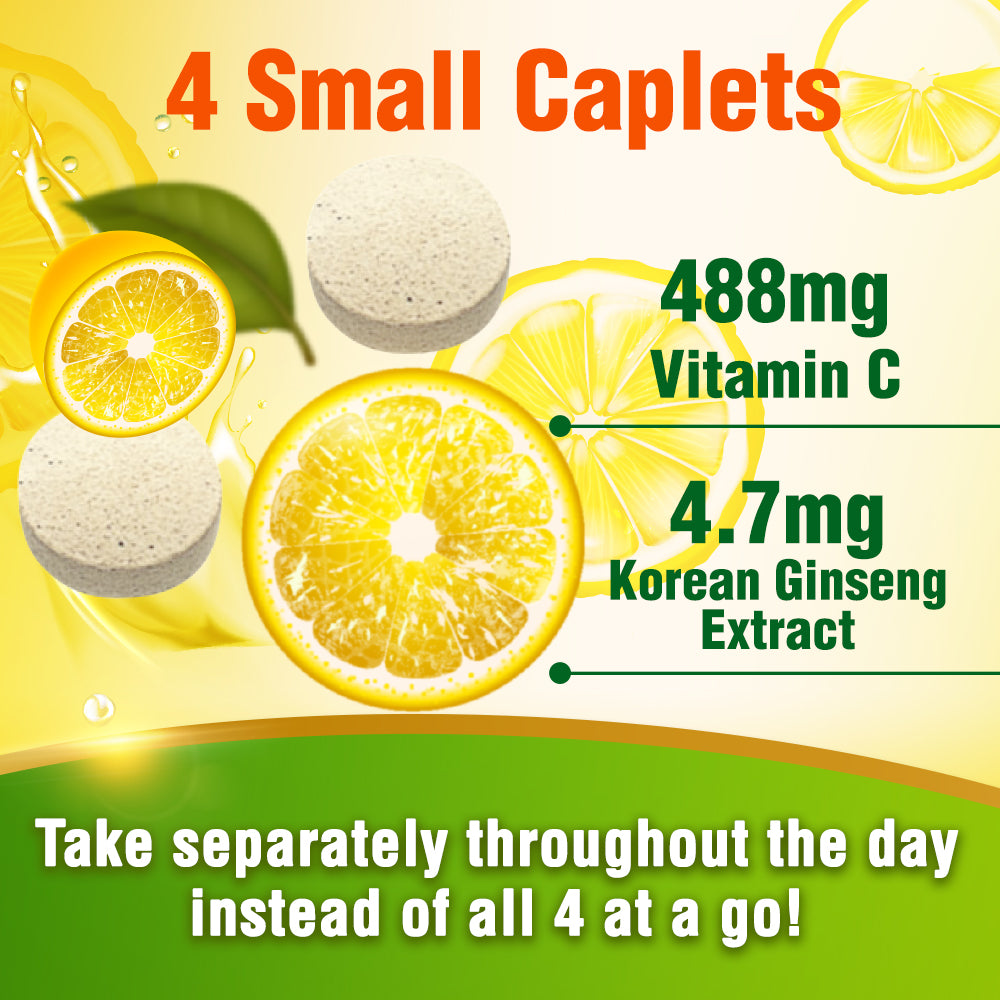 AFC Vitamin C &amp; Korean Ginseng for Immunity Health Energy &amp; Skin🍋120 Caplets - Lifestream Group US