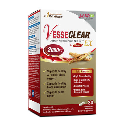 LABO Nutrition VesseCLEAR 确保通EX Nattokinase - Clean Flexible Blood Vessels Dissolve Clot - Lifestream Group US