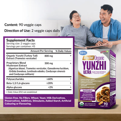 LABO Bioactive Organic Yunzhi-Turkey Tail+7 Mushroom Extract Intensive Immune Support & Recovery - Lifestream Group US